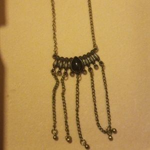 Long black stone necklace